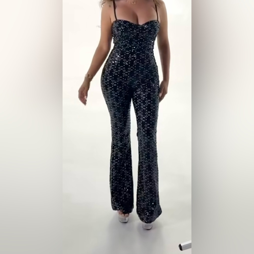 Black Sequin Jumpsuit